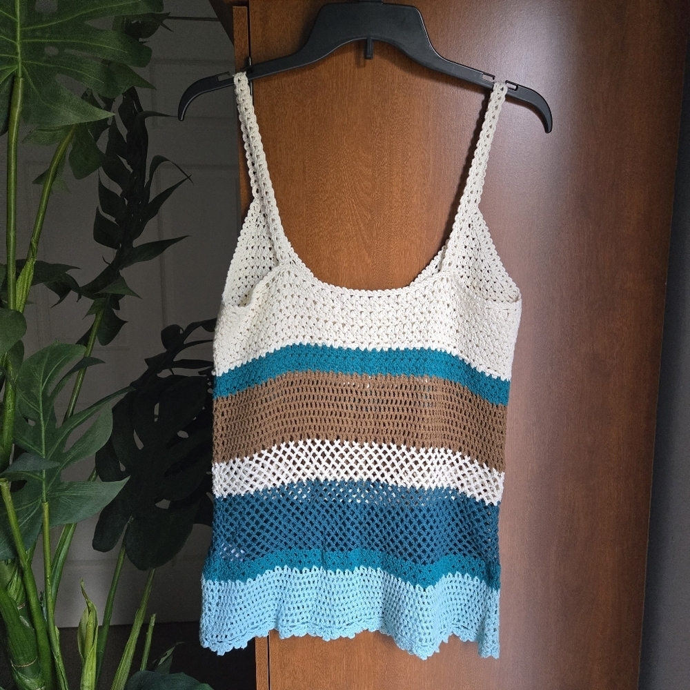 Old Navy Multicolor Crochet Cover Up Tank Top Vintage Y2k - Picture 2 of 5